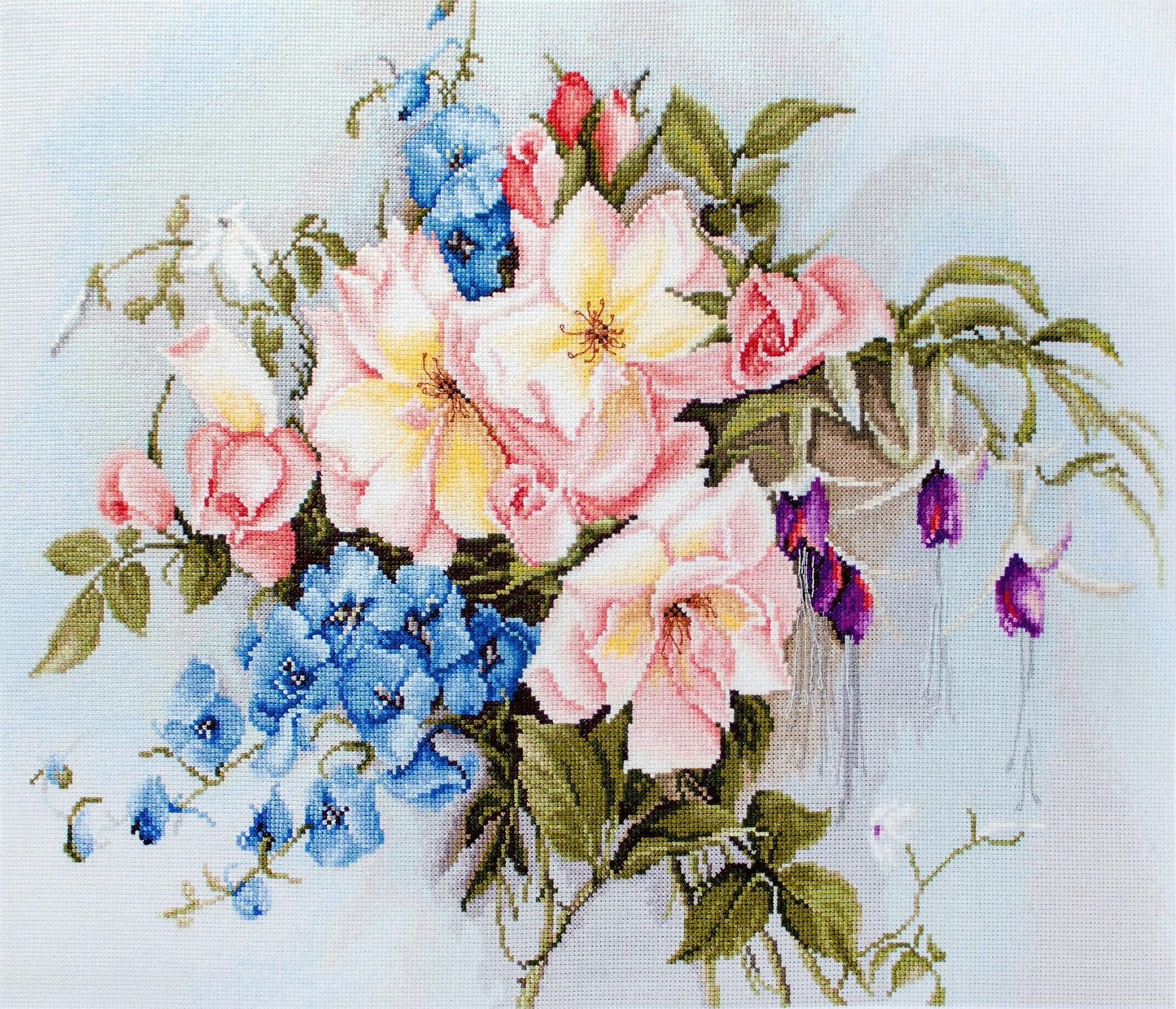 Cross Stitch Kit Luca-S - Bouquet of flowers with BA2362 bells, BA2362 - Luca-S Cross Stitch Kits