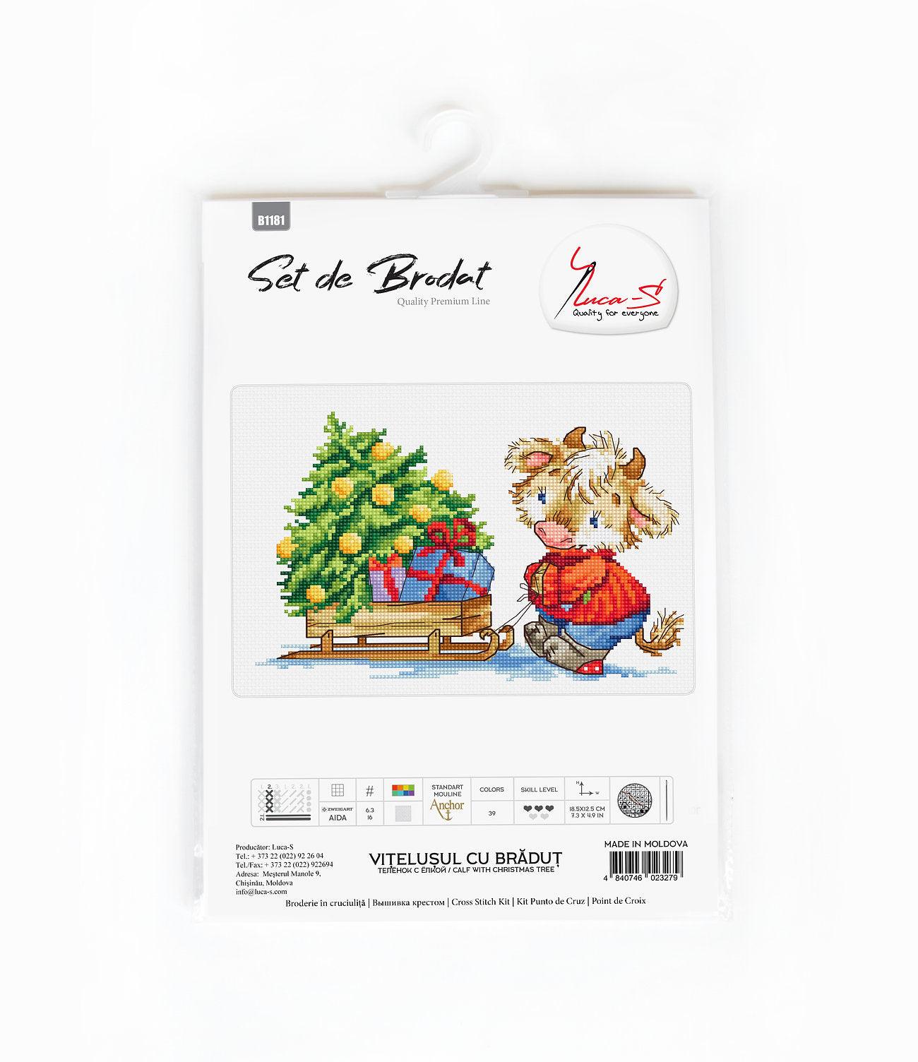 Cross Stitch Kit Luca-S - Calf with Christmas tree - HobbyJobby