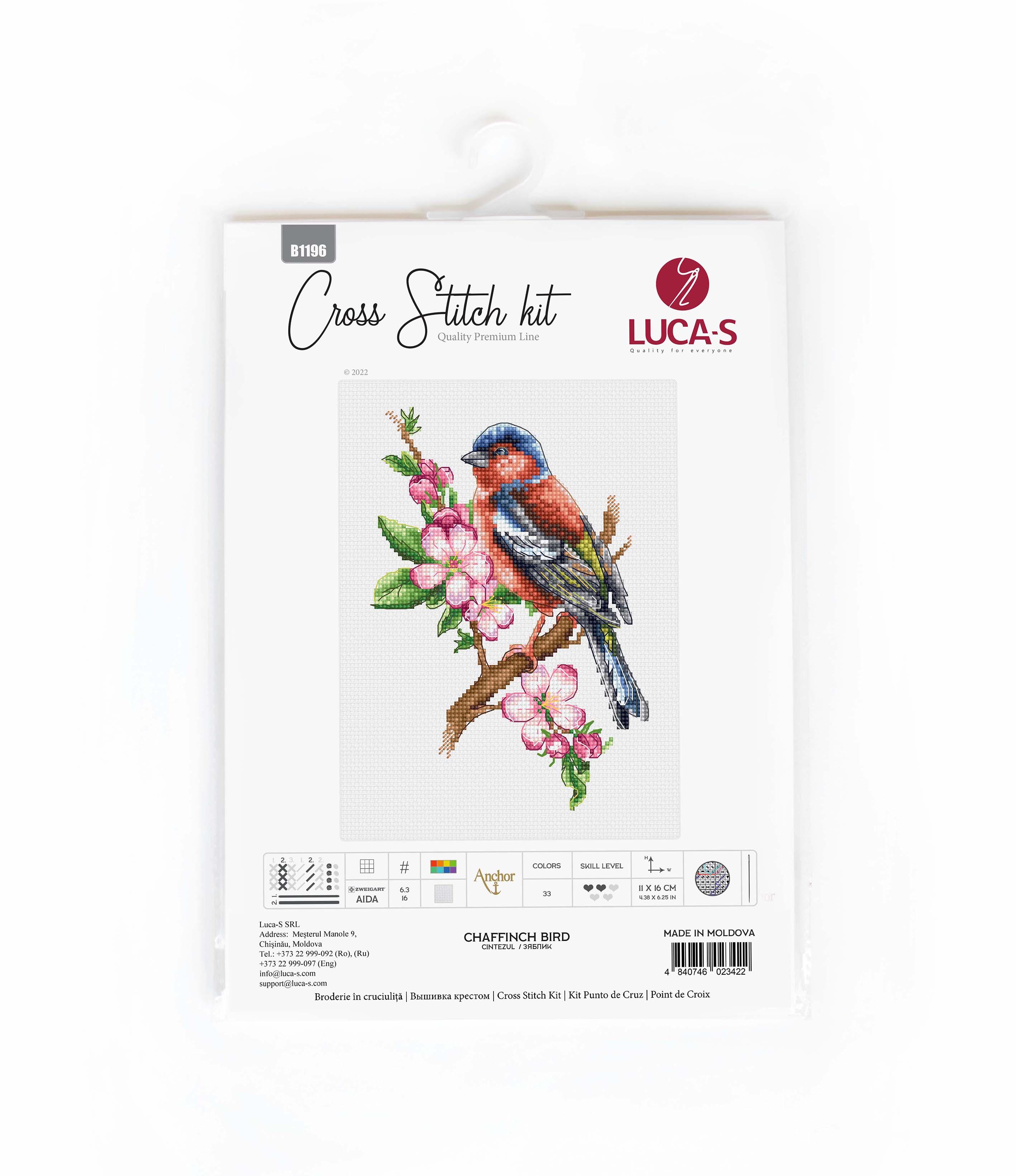 Cross Stitch Kit Luca-S - Chaffinch Bird, B1196 - Luca-S Cross Stitch Kits