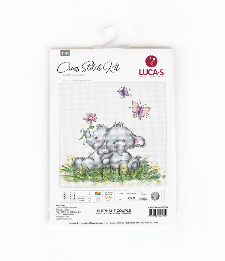 Cross Stitch Kit Luca-S -  Elephant Couple - HobbyJobby