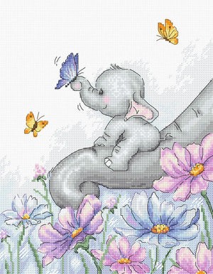 Cross Stitch Kit Luca-S - Elephant with Butterfly - HobbyJobby