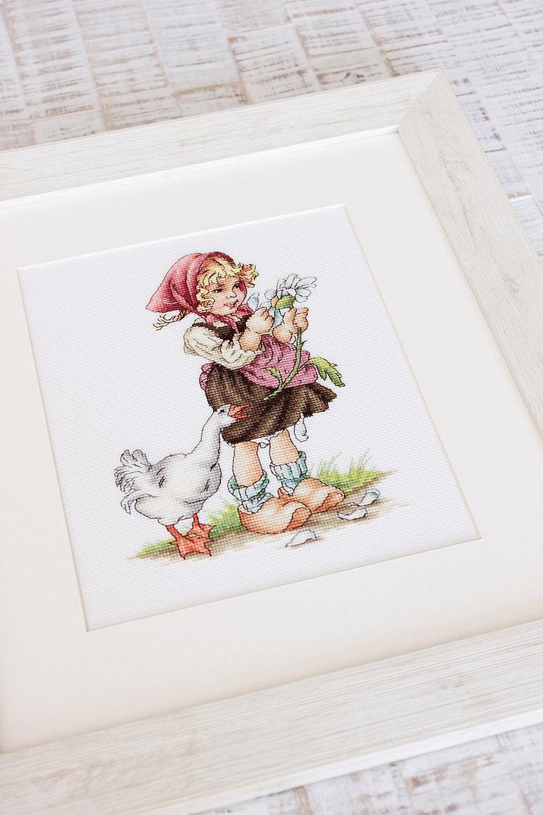 Cross Stitch Kit Luca-S - Girl with the goose, B1047 - Luca-S