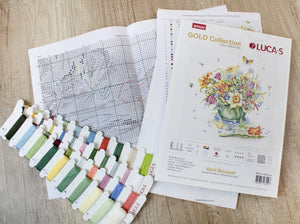 Cross Stitch Kit Luca-S Gold - April Bouquet - HobbyJobby