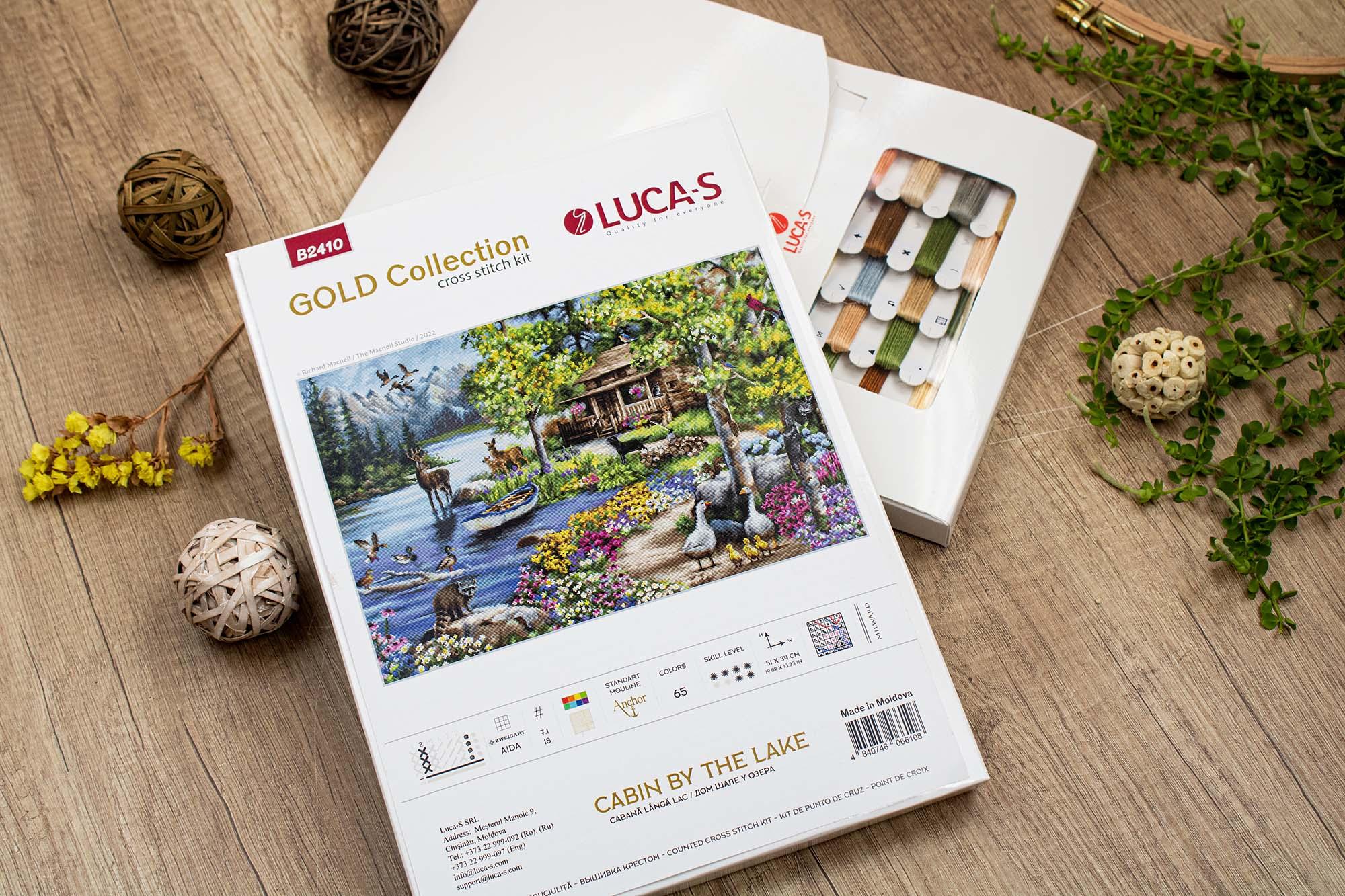 Cross Stitch Kit Luca-S GOLD - Cabin By The Lake, B2410 - Luca-S Cross Stitch Kits