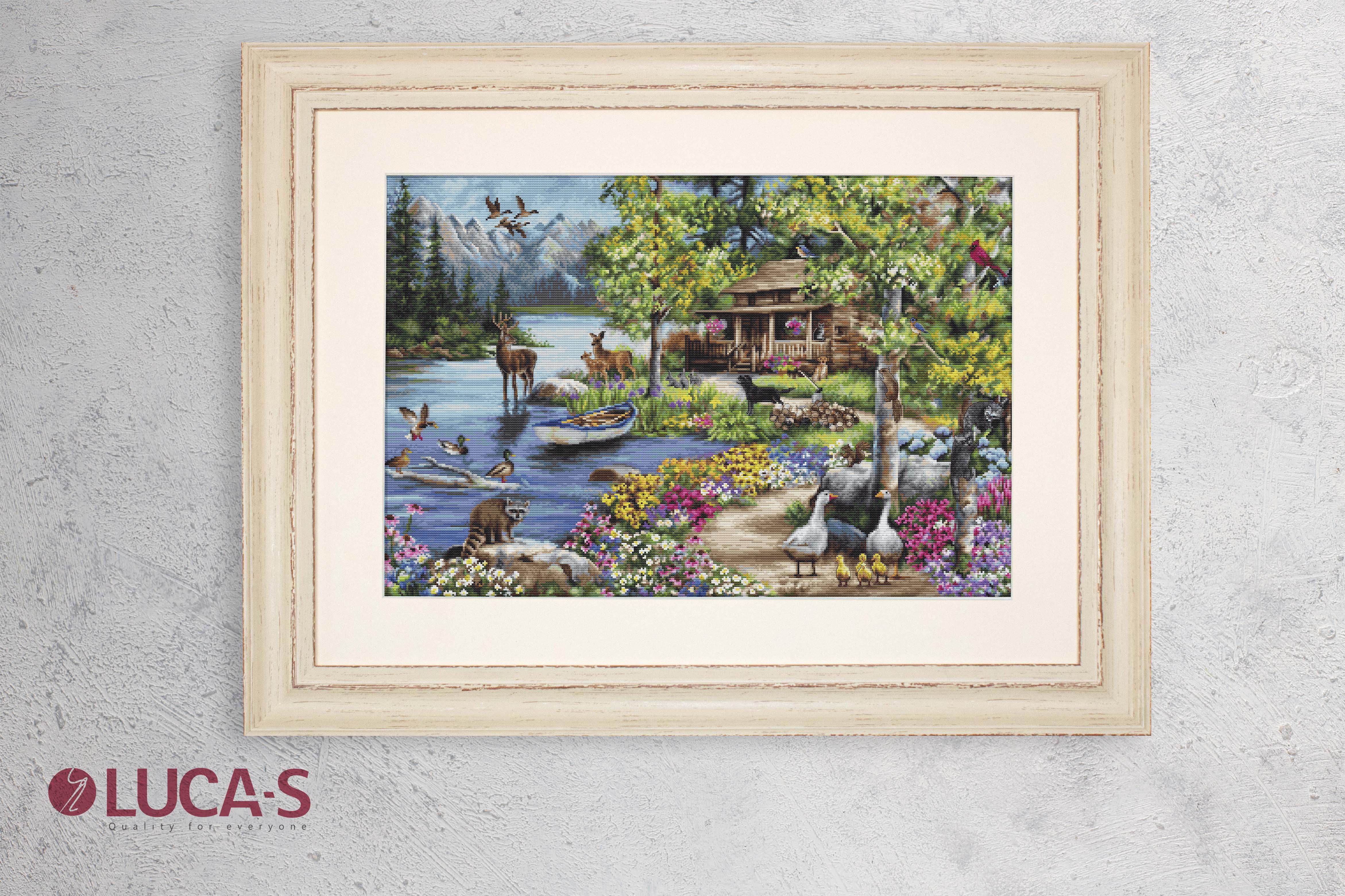Cross Stitch Kit Luca-S GOLD - Cabin By The Lake, B2410 - Luca-S Cross Stitch Kits