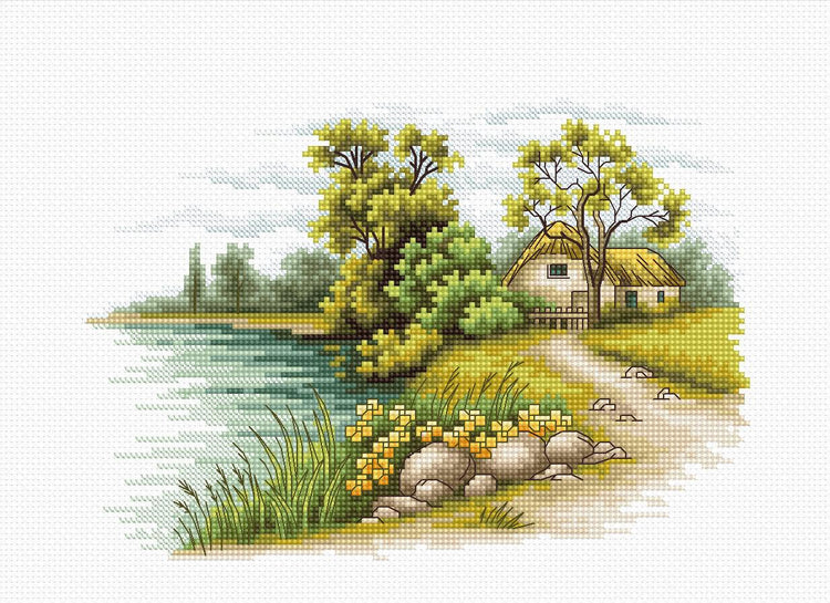 Cross Stitch Kit Luca-S - Landscape with a Lake, B2283 - Luca-S