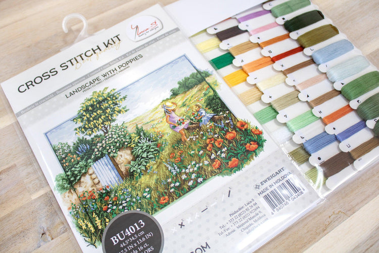 Cross Stitch Kit Luca-S - Landscape with poppies, BU4013 - Luca-S Cross Stitch Kits
