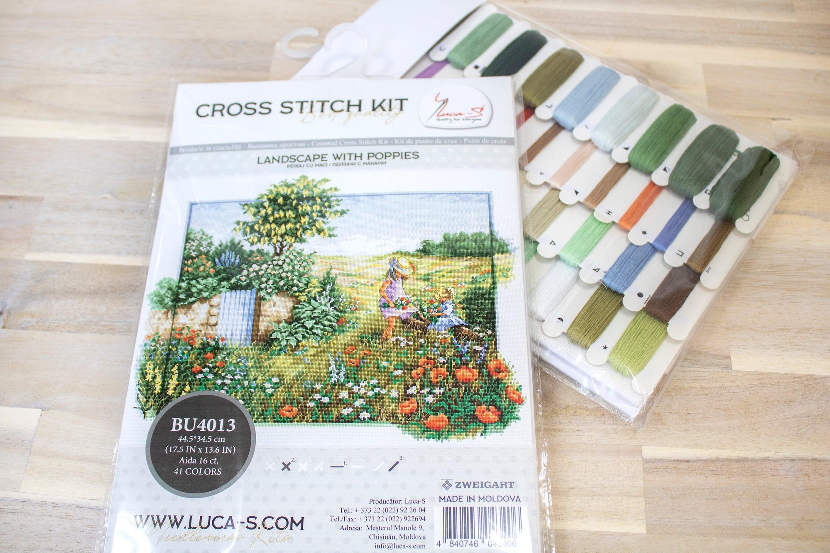 Cross Stitch Kit Luca-S - Landscape with poppies, BU4013 - Luca-S Cross Stitch Kits