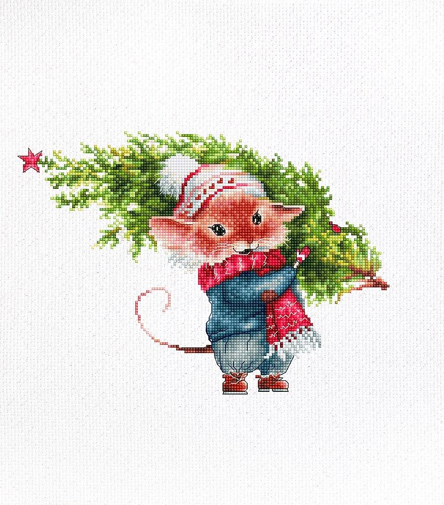 Cross Stitch Kit Luca-S - Mouse with Fir Tree, B1169 - Luca-S Cross Stitch Kits