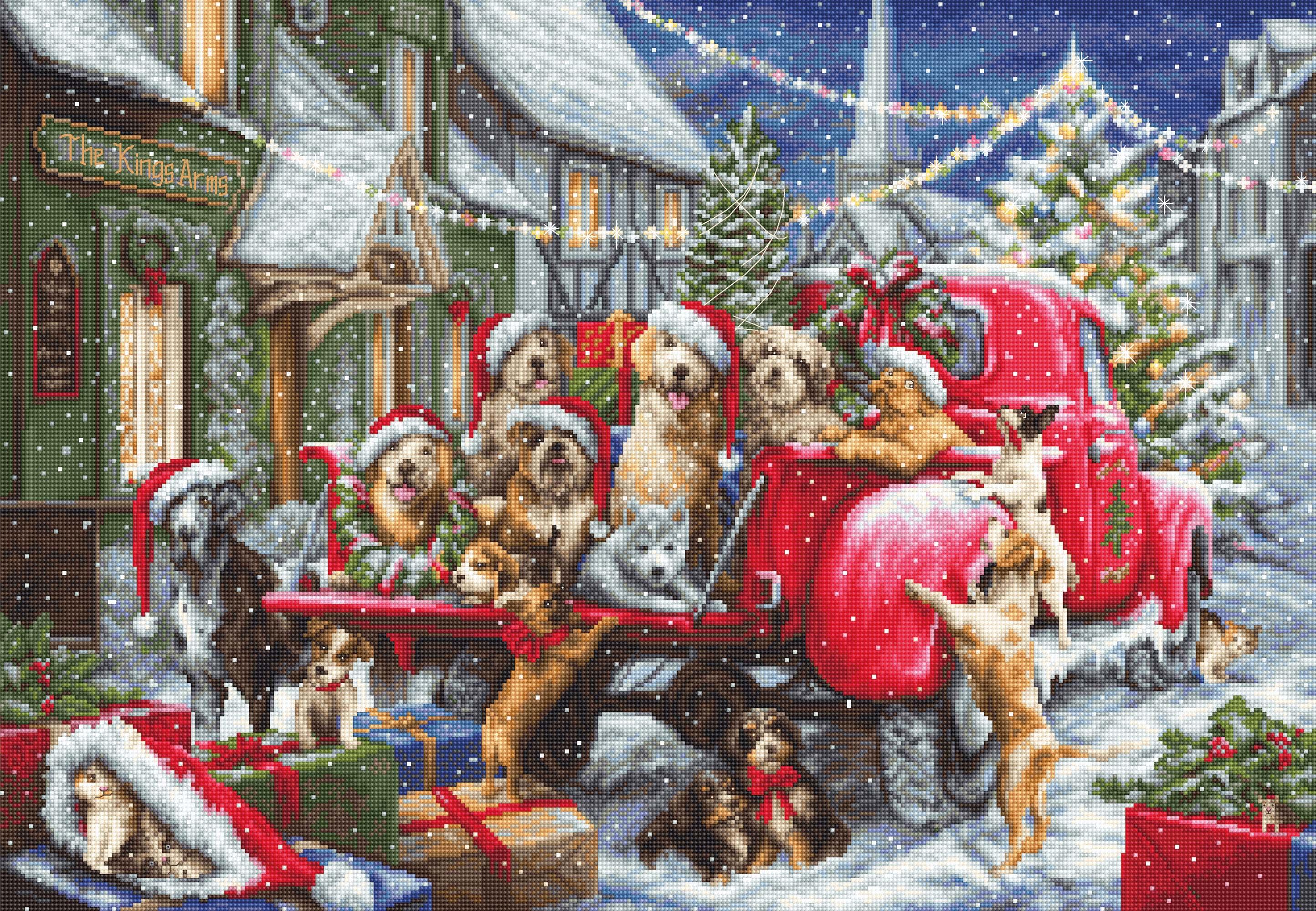 Cross Stitch Kit Luca-S - Puppies Christmas, Gold Collection - Luca-S Cross Stitch Kits