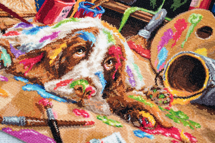 Cross Stitch Kit Luca-S - Puppy Picasso, B2415 - Luca-S Cross Stitch Kits