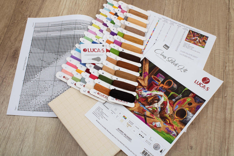 Cross Stitch Kit Luca-S - Puppy Picasso, B2415 - Luca-S Cross Stitch Kits