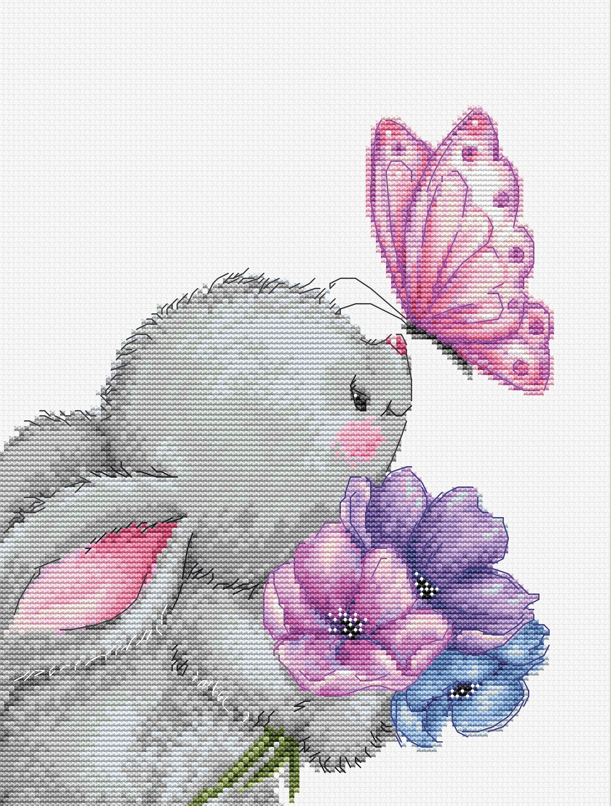 Cross Stitch Kit Luca-S - Rabbit and Butterfly, B1235 - Luca-S Cross Stitch Kits