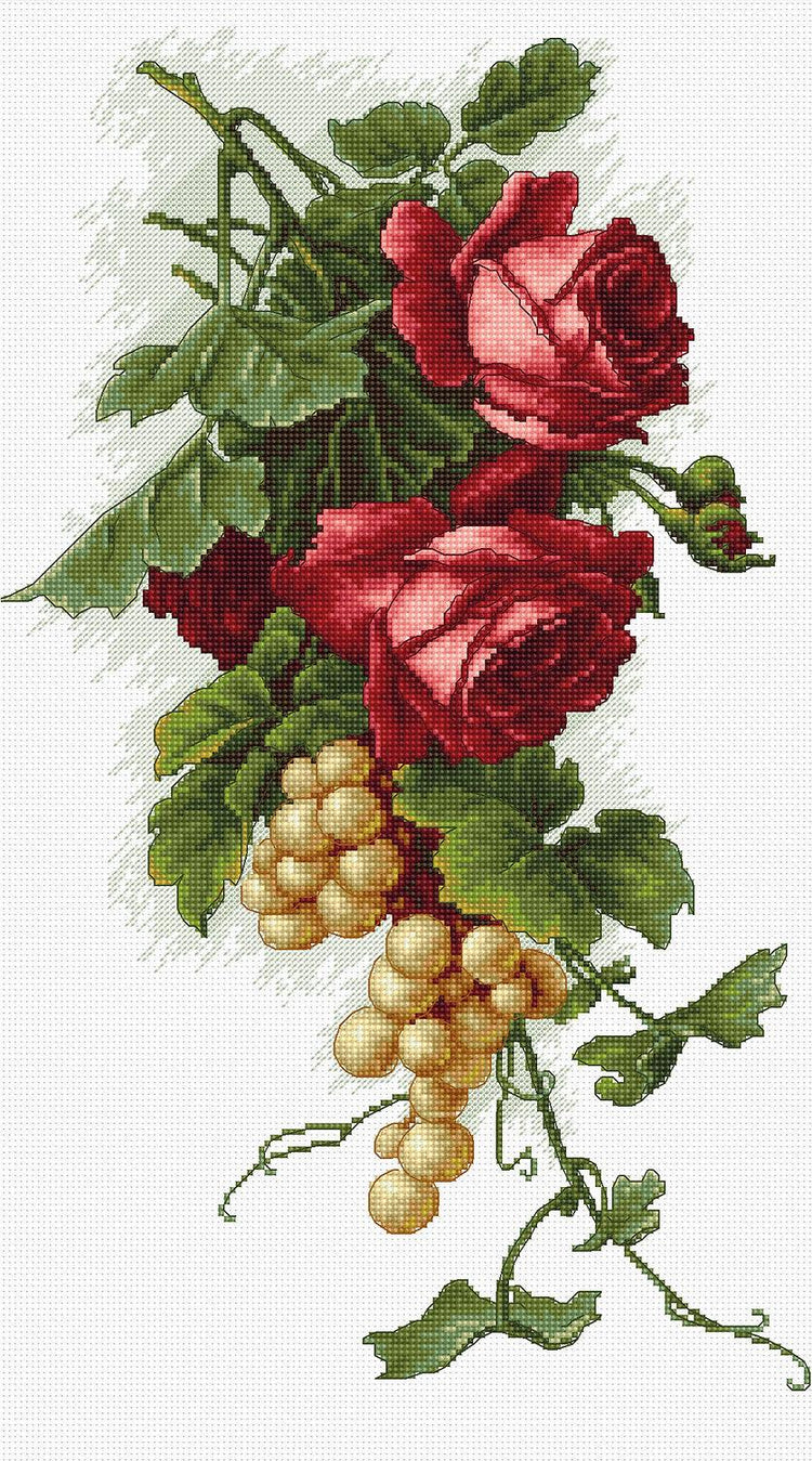 Cross Stitch Kit Luca-S - Red roses and Grapes, B2229 - Luca-S