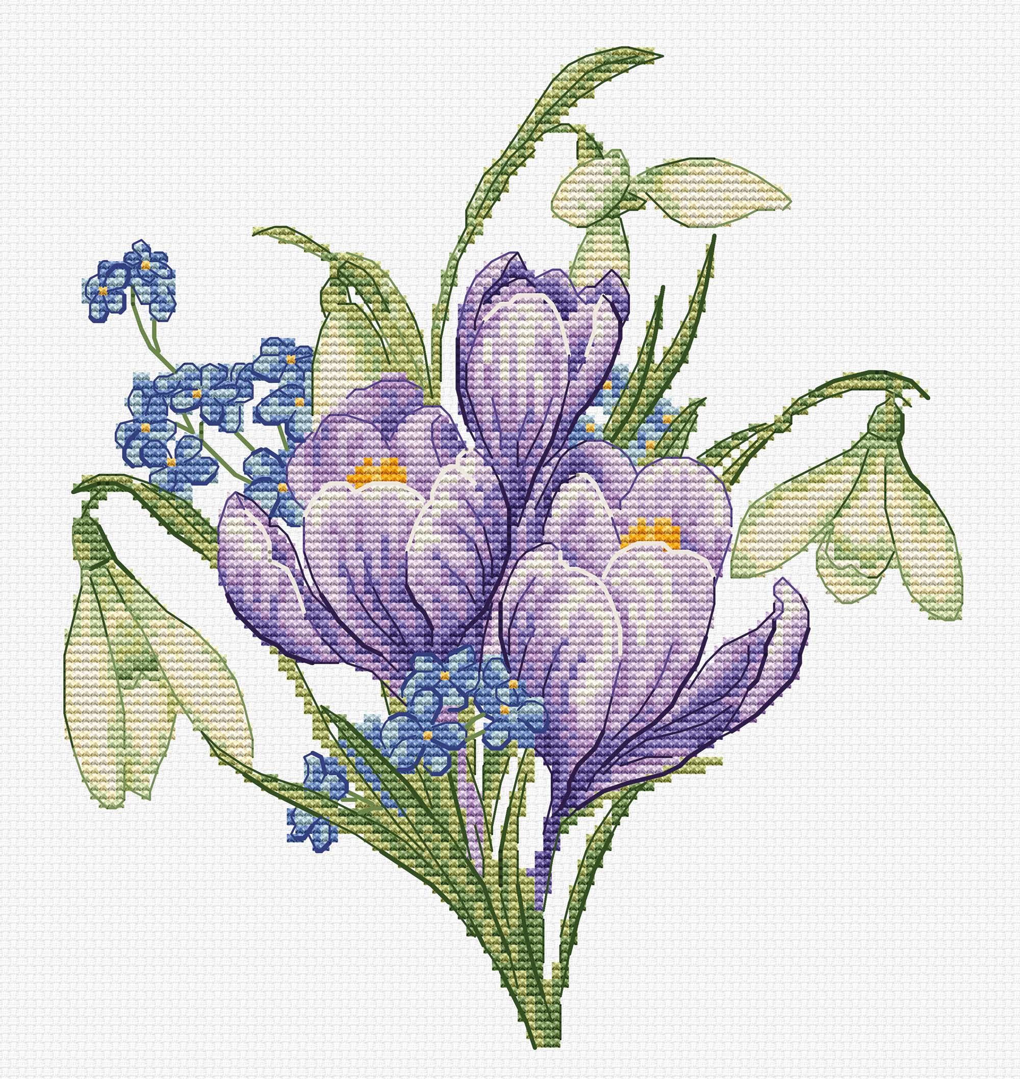 Cross Stitch Kit Luca-S - Spring Flowers, B1404 - Luca-S Cross Stitch Kits
