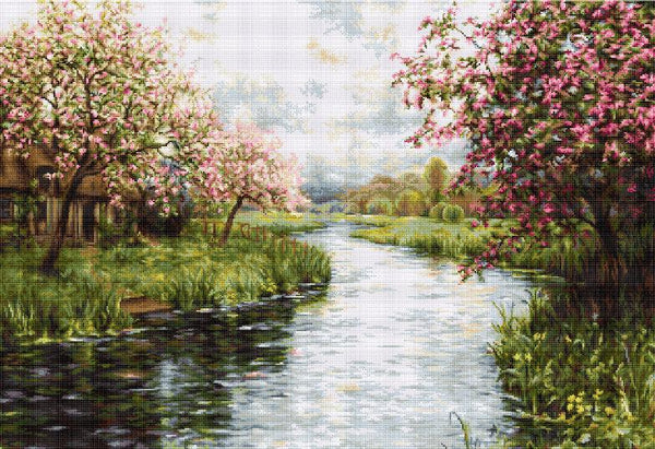 Cross-stitch kits Spring motive good , Landscapes