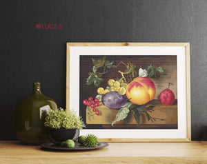 Cross Stitch Kit Luca-S - Still life with peach and grapes, B593 - Luca-S Cross Stitch Kits