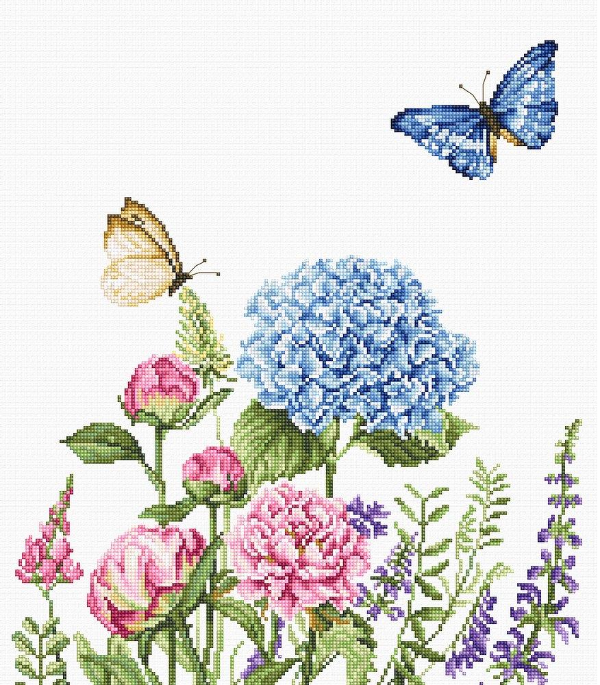 Cross Stitch Kit Luca-S - Summer Flowers and Butterflies - Luca-S Cross Stitch Kits