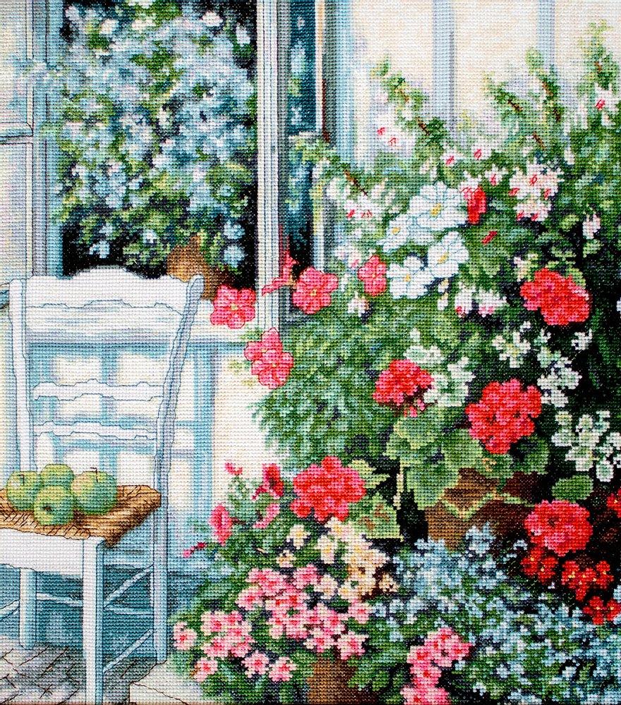 Cross Stitch Kit Luca-S - Terrace with flowers, BU4017 - Luca-S Cross Stitch Kits