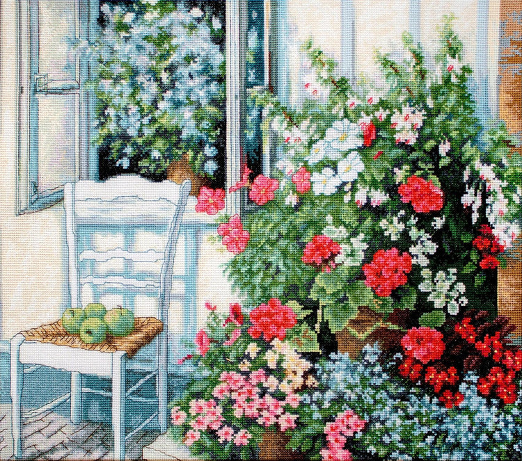 Cross Stitch Kit Luca-S - Terrace with flowers, BU4017 - Luca-S Cross Stitch Kits