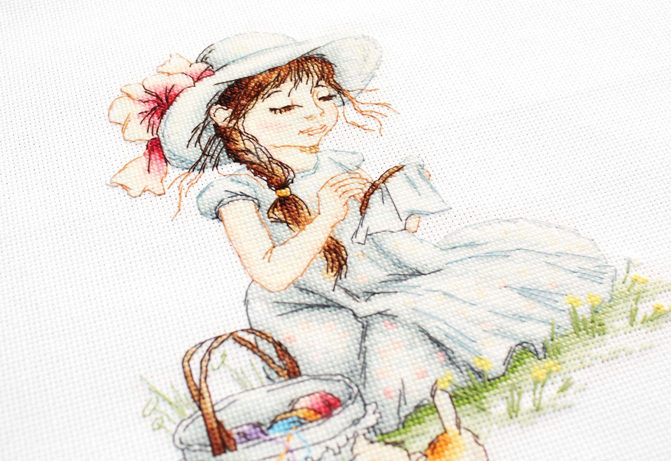 Cross Stitch Kit Luca-S - The girl making cross stitch, B1059 - Luca-S