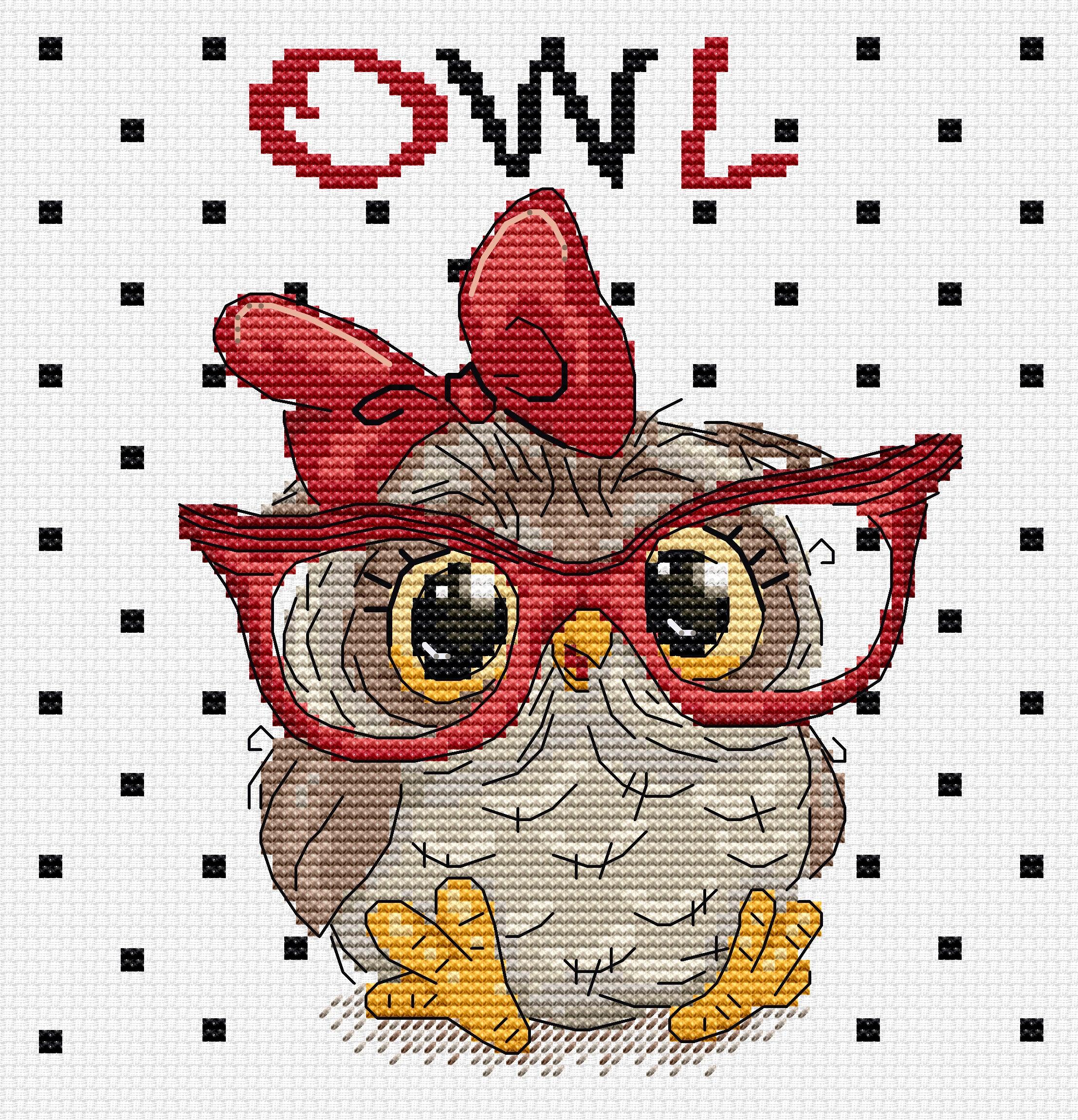 Cross Stitch Kit Luca-S - The Owl With Glasses, B1403 - Luca-S Cross Stitch Kits