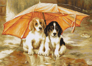 Cross Stitch Kit Luca-S - Two dogs under an umbrella, B550 - Luca-S