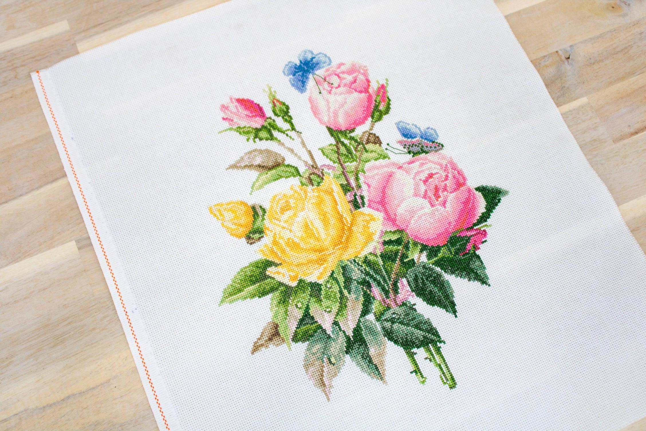 Cross Stitch Kit Luca-S - Yellow Roses and Bengal Roses, BU4003 - Luca-S Cross Stitch Kits