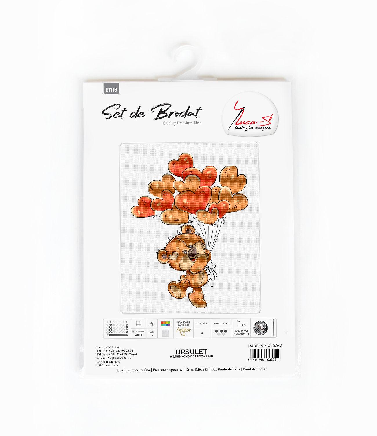 Cross Stitch Kit - Teddy Bear, B1176 - Luca-S Cross Stitch Kits