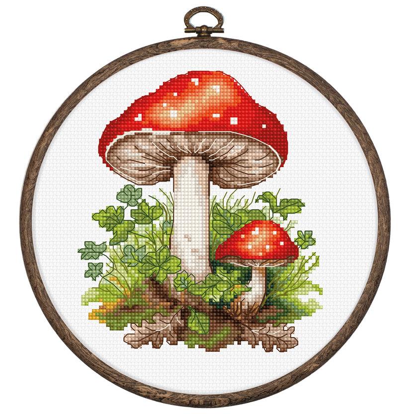 Cross Stitch Kit with Hoop Included Luca-S - Amanita Muscaria, BC232 - Luca-S Cross Stitch Kits