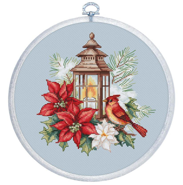 Cross Stitch Kit with Hoop Included Luca-S - Poinsettia, BC233 - Luca-S Cross Stitch Kits
