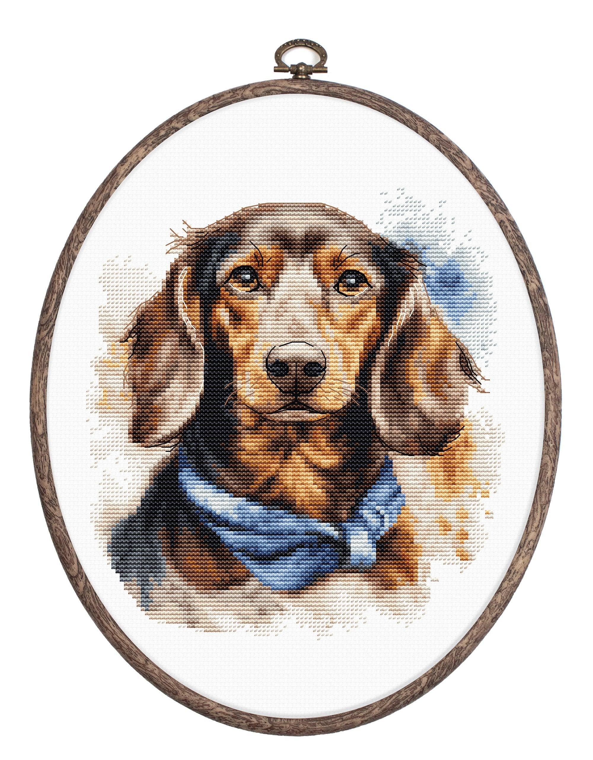 Cross Stitch Kit with Hoop Included Luca-S - The Dachshund, BC222 - Luca-S Counted Cross Stitch Kit