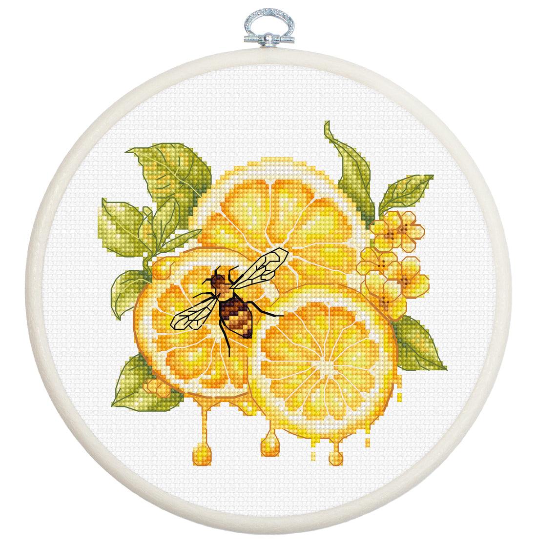 Cross Stitch Kit with Hoop Included Luca-S - The Lemon Juice, BC234 - Luca-S Cross Stitch Kits