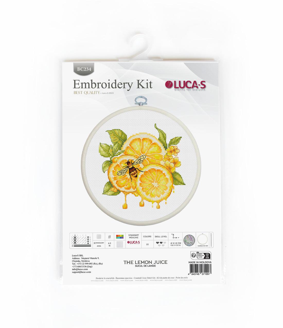 Cross Stitch Kit with Hoop Included Luca-S - The Lemon Juice, BC234 - Luca-S Cross Stitch Kits