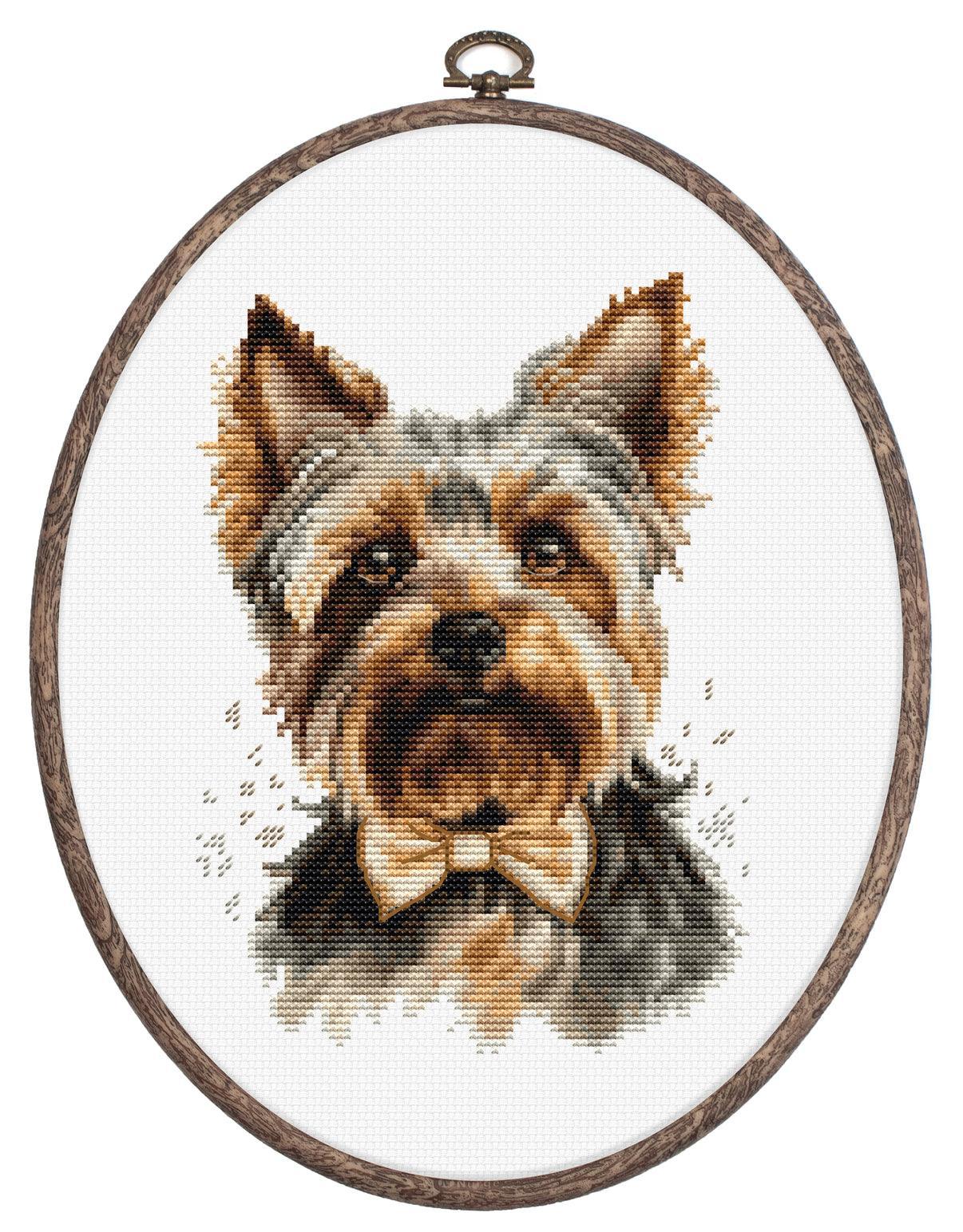 Cross Stitch Kit with Hoop Included Luca-S - The Yorkshire Terrier, BC228 Cross Stitch Kits - HobbyJobby