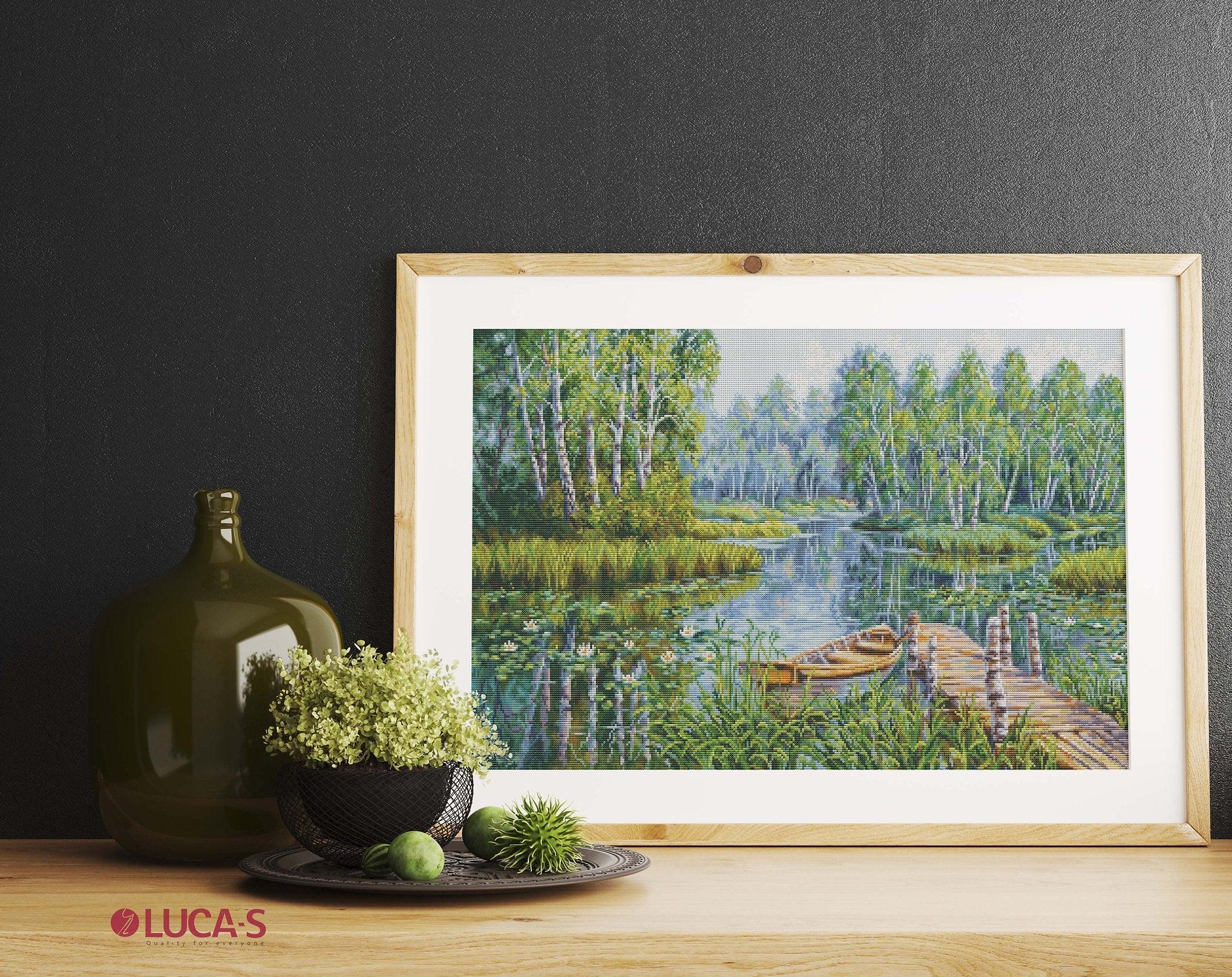 Cross Stitch Pattern Luca-S - Birches at the edge of the lake, P5012 - Luca-S 