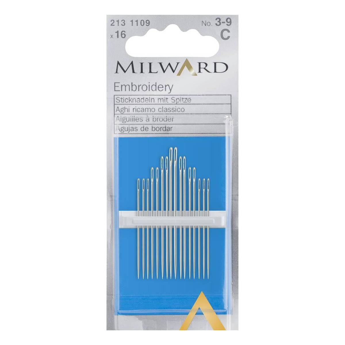 Milward Embroidery Needles No.3-9 - 16 Pack - Luca-S New