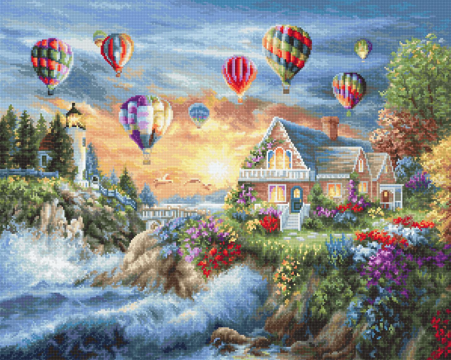 Tapestry Kit Luca-S - Balloons over Sunset Cove - HobbyJobby