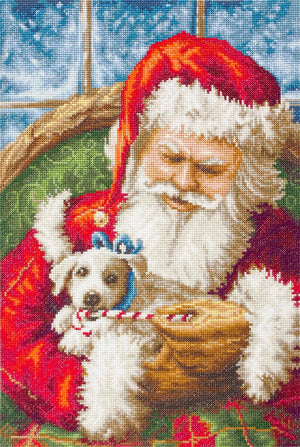 Petit Point Kit Luca-S - Santa Claus with a puppy, G561 - Luca-S
