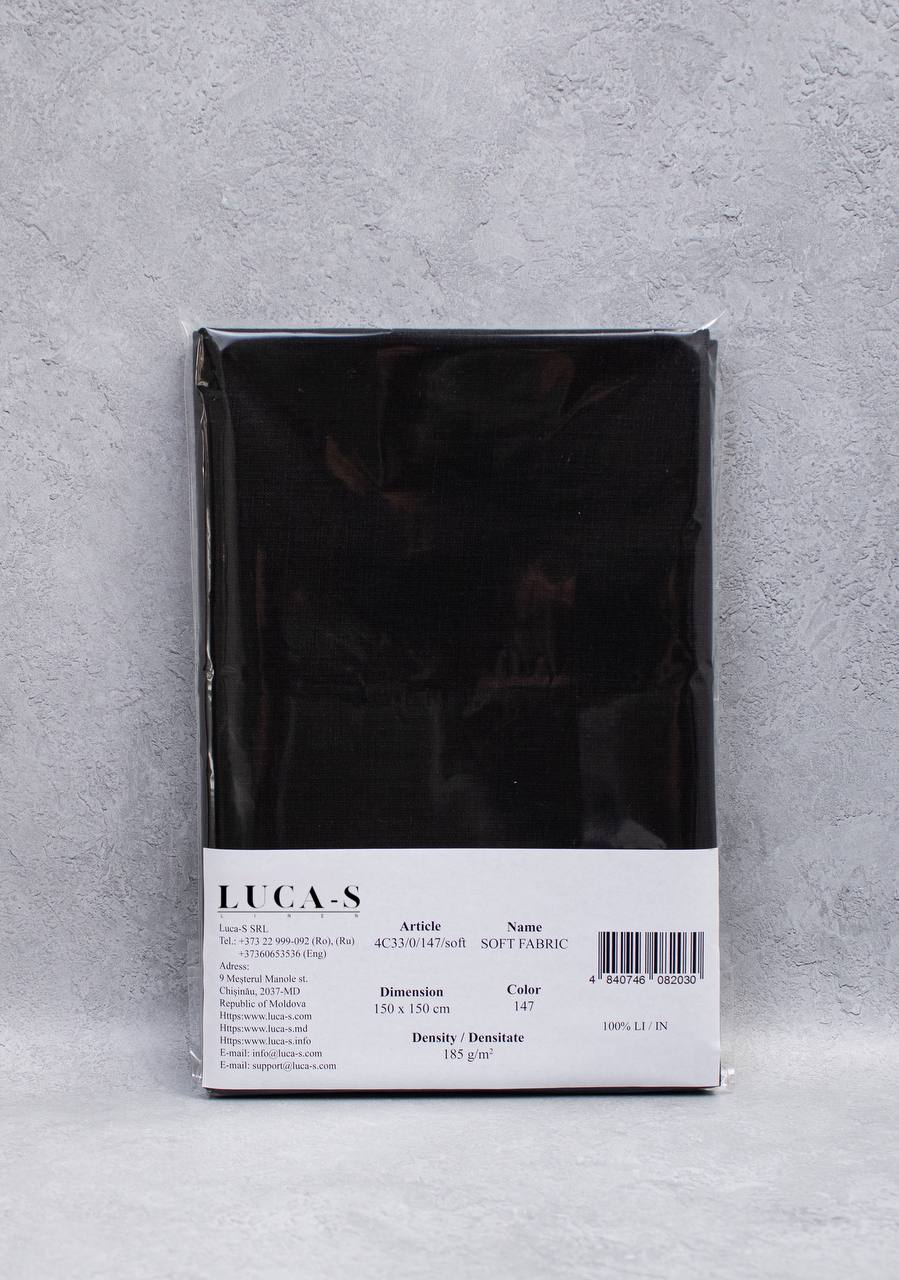 Luca-S Natural Pure 100% Linen Soft Fabric Black Color