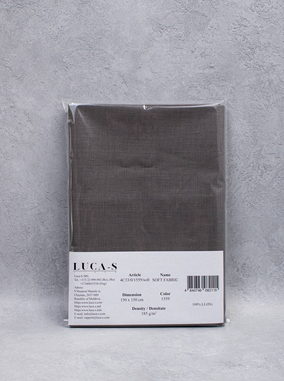Luca-S Pure Natural 100% Linen Soft Fabric Ash Grey Color