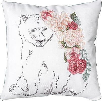 Pillow Cross Stitch Kit Luca-S - Bear with Flowers, PB119 - Luca-S Cushion Kits