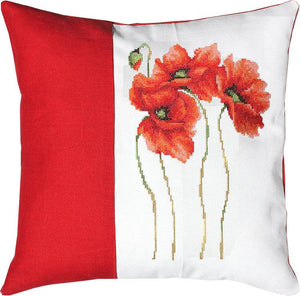 Pillow Kit - Cross Stitch - Poppies, PB121 - Luca-S