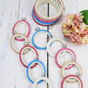 Pink Embroidery Round Hoop - Nurge Flexible Hoop, Round Cross Stitch Hoop - Luca-S Hoops