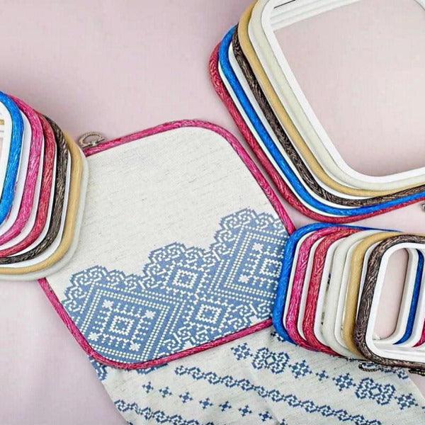 Pink Square Embroidery Hoop - Nurge Flexible Cross Stitch Hoop - Luca-S Hoops