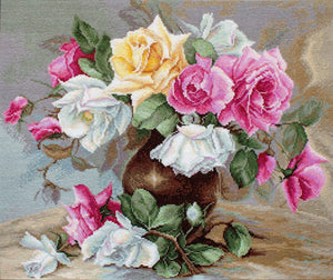 Tapestry Kit Luca-S - Vase with Roses, G587 - Luca-S Petit Point Kits